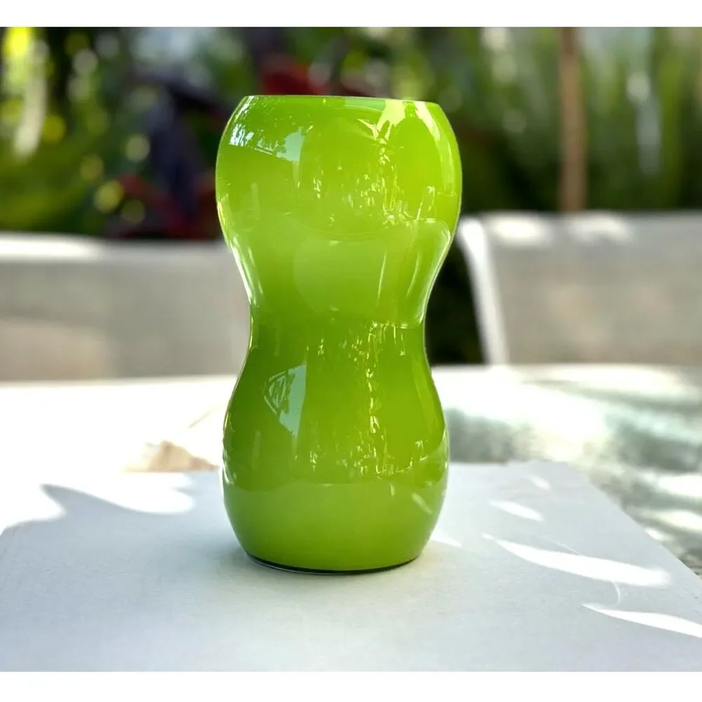 RARE VTG IKEA Kvintant Green Handmade Glass Hourglass Lamp Size 8.25